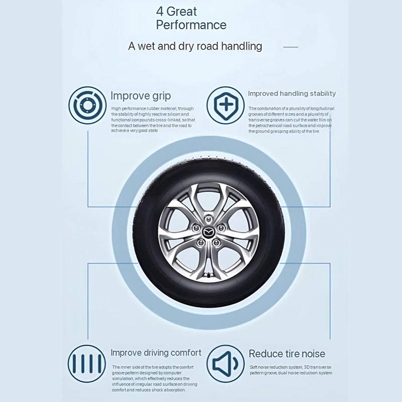 Wear-resistant silent rubber tyres for cars