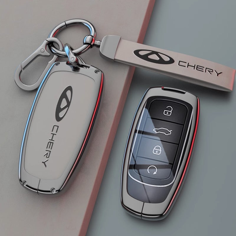 Alloy Leather Chery Car Remote Control Key Holder Case